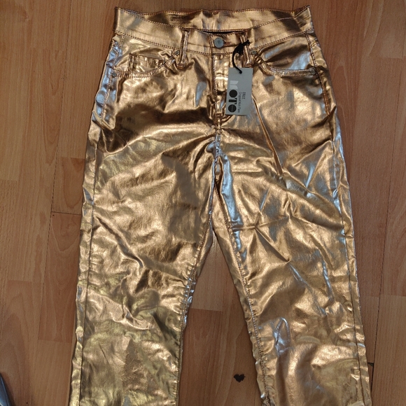 Gold Kick-Flare Shiny Party Pants